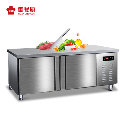集餐厨工作台商用保鲜冰柜平冷操作台厨房不锈钢奶茶店设备全套水吧台双温铜管（-15~8℃）1.8*0.6*0.8