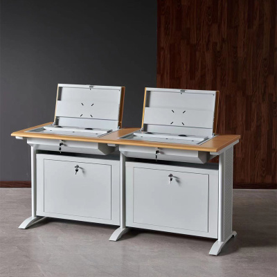 臻远 翻转桌显示器隐藏式培训桌 003黄榉色