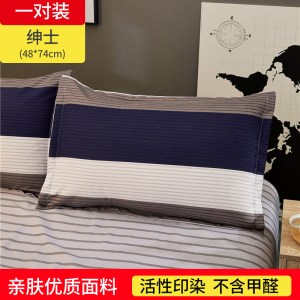 一对装纯色枕套成人枕头套单人卡通枕芯套 48x74cm春夏秋冬季