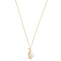 Salvatore Ferragamo优雅金链抽象吊坠项链大珍珠女款个性定制饰品