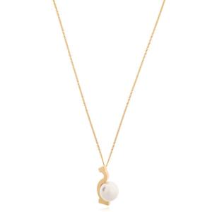 Salvatore Ferragamo优雅金链抽象吊坠项链大珍珠女款个性定制饰品