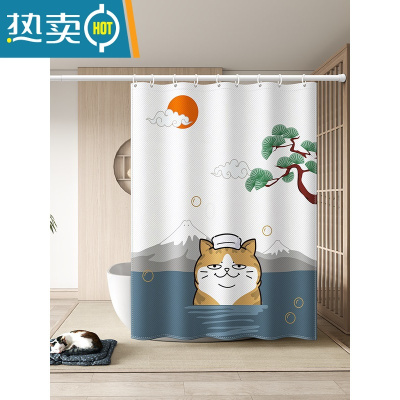 敬平日式浴室卫生间防水布浴帘洗澡间淋浴房厕所隔断洗浴帘子门帘