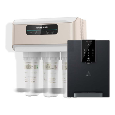 安吉尔净水器家用直饮V6 净饮机 1.46升/分钟净水机J2605-ROB60(A8)+Y3611管线机两件套