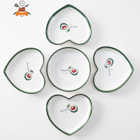 碗碟套装家用组合创意个性陶瓷吃饭碗筷汤面碗盘北欧日式网红餐具 敬平 拼盘4个+圆盘(牛油果)