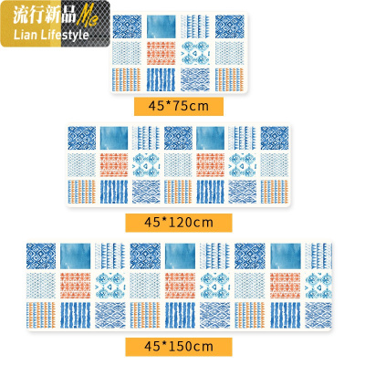 厨房可擦洗免洗PVC防水防油长条地垫ins北欧进防滑地毯脚垫家用 三维工匠