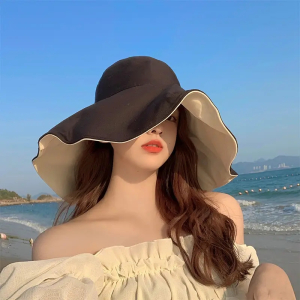 帽子女夏季遮阳帽渔夫帽大帽檐遮脸太阳帽防晒