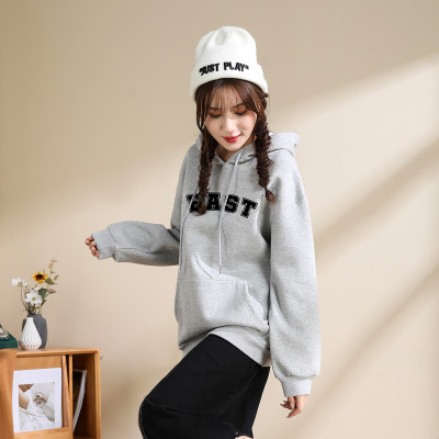 [1折价49.9元,叠加优惠券]春季季新款连帽卫衣女字母印花韩版时尚简约卫衣外套潮