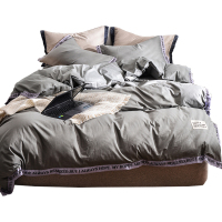 美帮汇被套四件套男生时尚 简约全棉床单灰色欧美风全棉三件套北欧床套