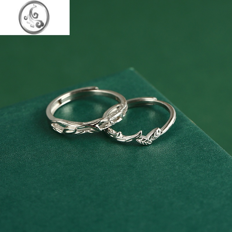 JiMi故宫连理枝情侣对戒银银戒指一对男女食指复古小众情人节七夕礼物