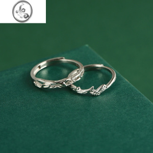 JiMi故宫连理枝情侣对戒银银戒指一对男女食指复古小众情人节七夕礼物