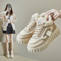 冬季加绒小白鞋新款韩版ins女学生厚底增高运动板鞋休闲