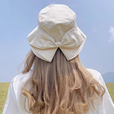 百搭渔夫帽潮春夏纯棉后开叉蝴蝶结时尚休闲防晒遮阳帽韩版帽子女3759Z