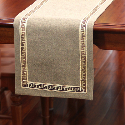 美帮汇美式桌旗新中式茶旗布禅意席茶几桌布现代简约北欧床旗餐桌茶桌布 浅咖色 33*280CM(适合2.2米餐桌或茶桌)