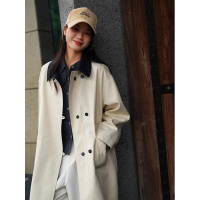 英伦撞色拼接风衣女年春秋新款卡其色高级感小个子大衣外套