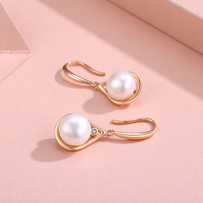 佰色传情(BRIR)淡水珍珠耳环女名媛韩国网红气质长款耳坠复古简约耳饰玫瑰金