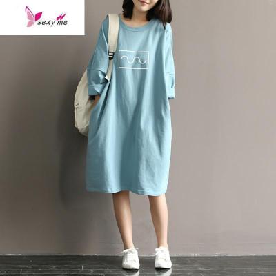 睡裙女夏装孕妇家居服加大连衣裙宽松中长薄款棉睡衣可外穿FISHBASKET