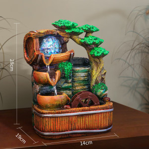 维诺亚风水摆件流水客厅风车办公室装饰品山水风景摆件开业乔迁礼品