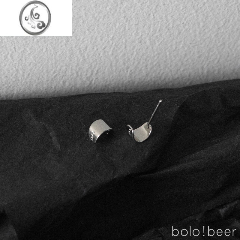 JiMibolo小简风设计感耳钉女光面半圈ins小众冷淡风新款潮耳饰耳骨钉