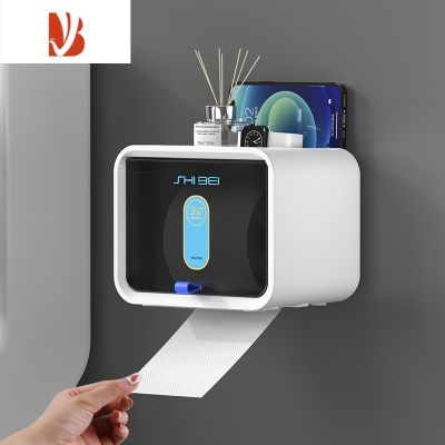 三维工匠免打孔壁挂式卫生间纸巾盒防水厕所抽纸卷纸洗手间收纳置物架大号 单层白色 [抽纸+卷纸通用]