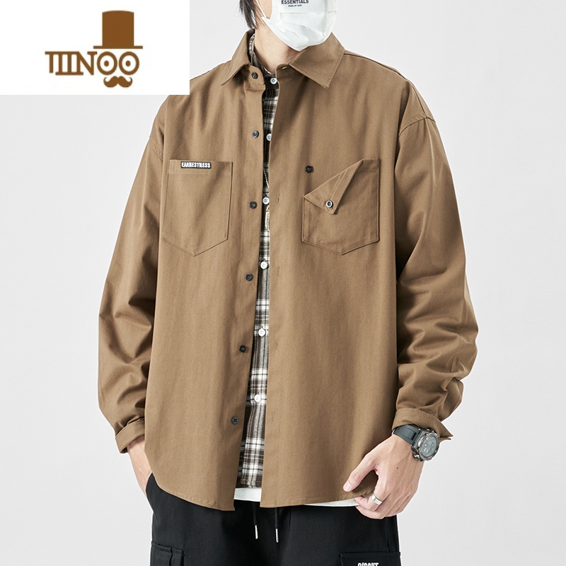 YANXU工装衬衫男日系潮牌痞帅百搭夹克长袖简约感潮流休闲外套