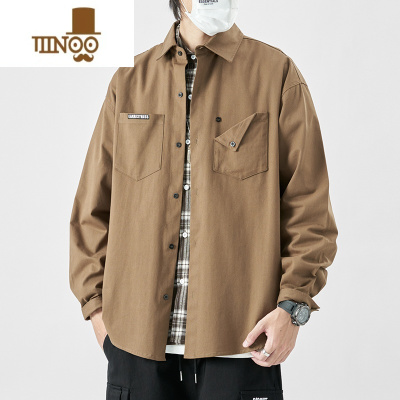 YANXU工装衬衫男日系潮牌痞帅百搭夹克长袖简约感潮流休闲外套