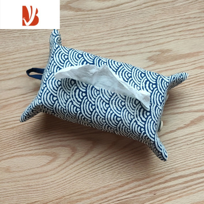 三维工匠文手作 挂式纸巾盒纸巾袋抽纸袋客厅卧室汽车植物蓝染老土布手工 深蓝色1 蓝染印花1