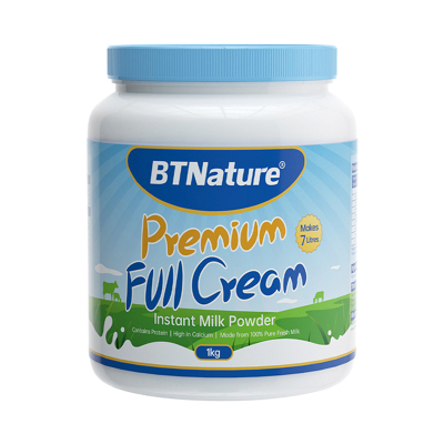 效期至26年11月 BTNature 成人高钙全脂 大胖奶 牛奶粉 1kg 1罐 高蛋白无蔗糖 学生中老年 蓝胖子 澳洲