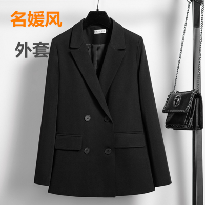 语娄大码胖MM网红小西装外套女2020春秋韩版chic黑色职业宽松休闲西服2021西装