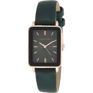 Anne Klein手表女秒针石英矩形黑色表盘仿皮表带商务休闲女表