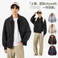男装春秋季潮牌美式夹克男士翻领夹克男宽松百搭男女痞帅外套