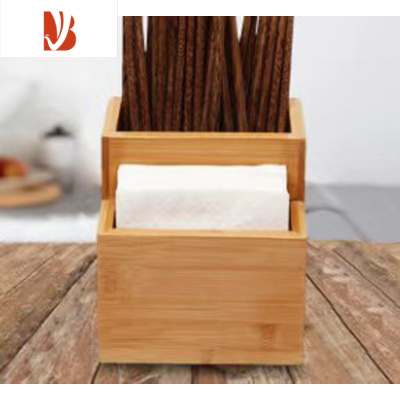 三维工匠竹制餐厅纸巾盒定制logo多火锅饭店酒店正方形创意巾纸盒刻字 二合一纸巾盒