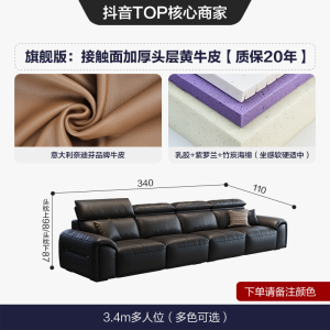 苏宁官方真皮沙发高靠背皮艺沙发意式极简-雷诺