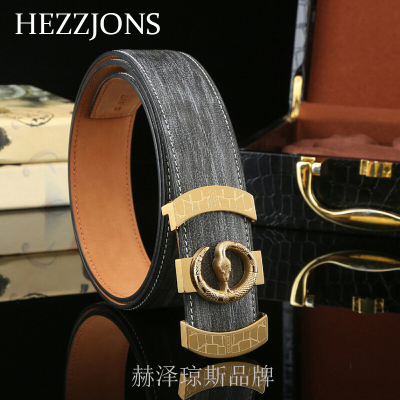 赫泽琼斯HEZZJONS正品G字扣皮带男真皮腰带进口意大利牛皮皮带青年商务时尚简约腰带男神百搭皮带