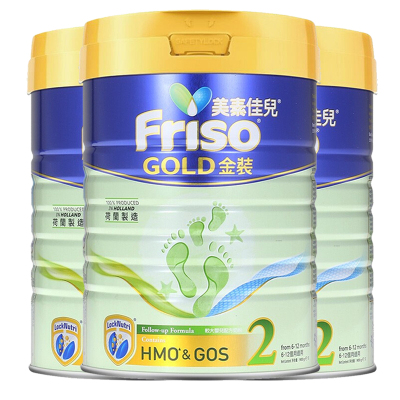 3罐|港版美素佳儿Friso婴幼儿配方牛奶粉2段（6-12个月）900g/罐荷兰原装进口有效期至：21年12月