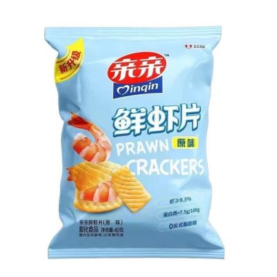 亲亲鲜虾片(原味)40g*12袋原味膨化食品袋装休闲小零食