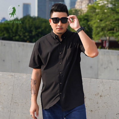 七匹狼国际公司授权WOLFTREK-男装2XL-10XL夏季新款男士加大码短袖衬衫胖男宽松休闲加大加肥半袖衬衣有弹
