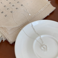 s925纯银镂空爱心项链轻奢小众高级感日常百搭锁骨链女款配饰送女朋友老婆情人节七夕生日礼物