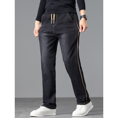 弹力松紧腰牛仔裤男春秋新款年新款宽松直筒休闲男士长裤子男