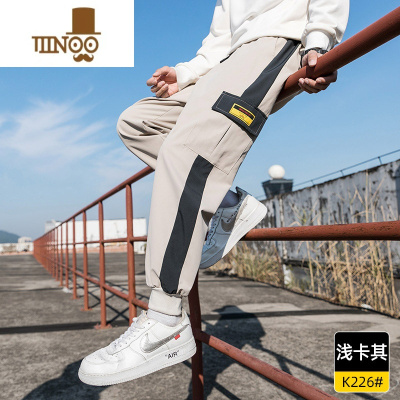 YANXU工装裤子男士潮流宽松百搭束脚运动休闲九分长裤潮牌痞帅气