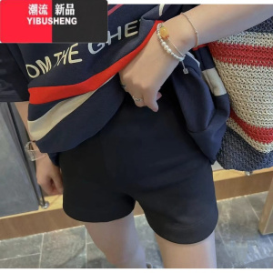 YIBUSHENG2024年季薄款高腰百搭弹力骑行裤女大码胖妹妹显瘦休闲运动短裤