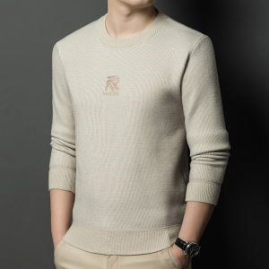 男士针织衫秋冬季新款圆领套头加绒保暖打底毛衣男