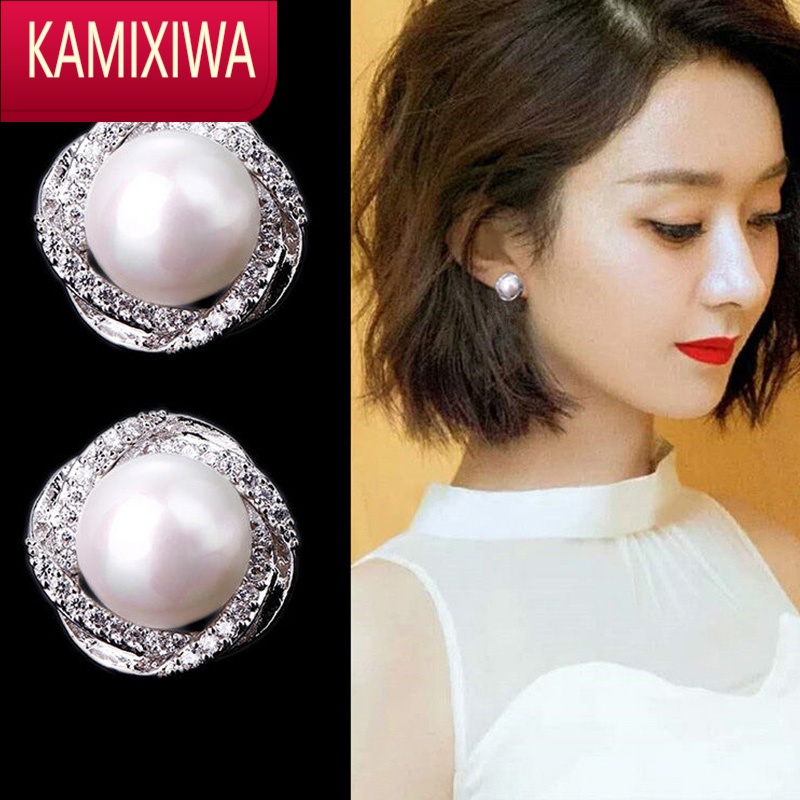 kamixiwa明星珍珠耳钉银2022年新款潮女高级感轻奢时尚小巧耳环