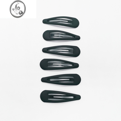 JiMi老马手工发饰夹子边夹刘海夹bb夹简约女黑色磨砂侧边发卡子水滴夹