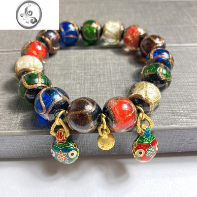 JiMi吞金兽香灰琉璃手串宫廷定制单圈五色混红蓝黄白棕同款男女款手链