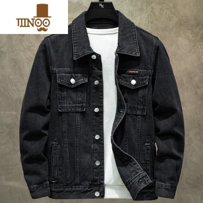 YANXU高端牛仔外套男2023新款工装潮牌上衣服褂中年休闲黑色夹克