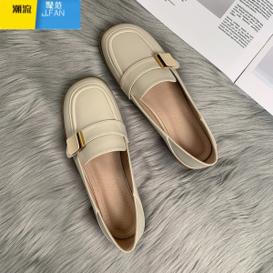 聚范皮版~2023年新款晚晚温柔风配裙子的鞋子平底法式单鞋女