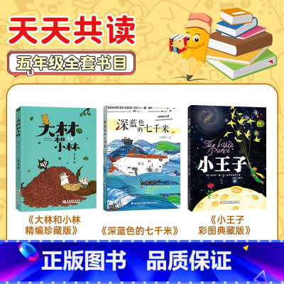 五年级3本 [正版]天天共读五年级小王子彩图典藏版吉林出版集团股份有限公司大林和小林精编珍藏版浙江少年儿童出版社深蓝色的
