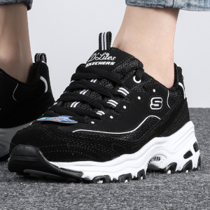 Skechers/斯凯奇女鞋新款厚底熊猫鞋复古缓震运动休闲鞋13148-BKW ZP
