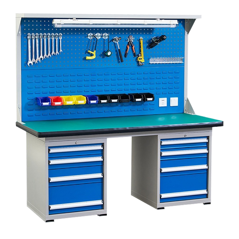 依韵珂重型工具桌+双四抽+双挂板带灯架150*75*80cm张