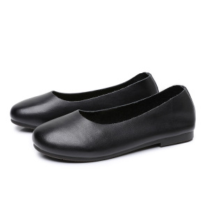 25春秋女鞋复古手工真皮软底奶奶鞋女平底圆头浅口妈妈鞋四季单鞋